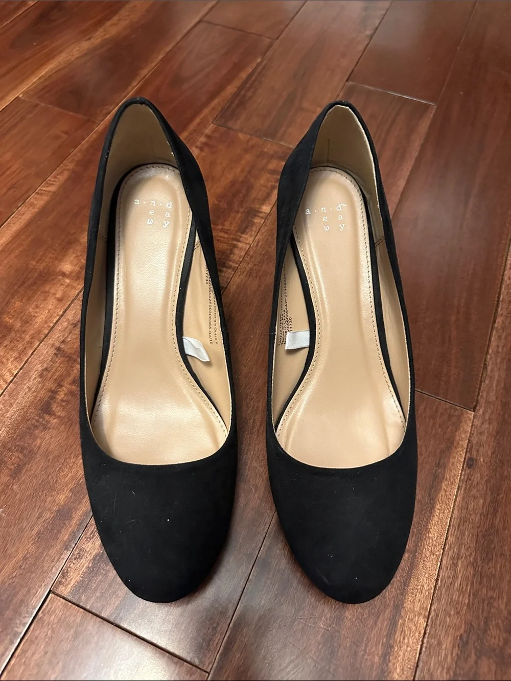a new day Black Suede Classic Round-Toe Pumps